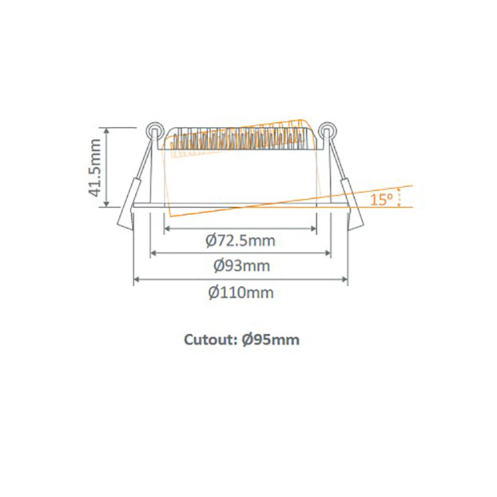 Buy Recessed LED Downlights Australia Deco Round Recessed LED Tilt Downlight 13W Black Aluminium 3CCT - 21045