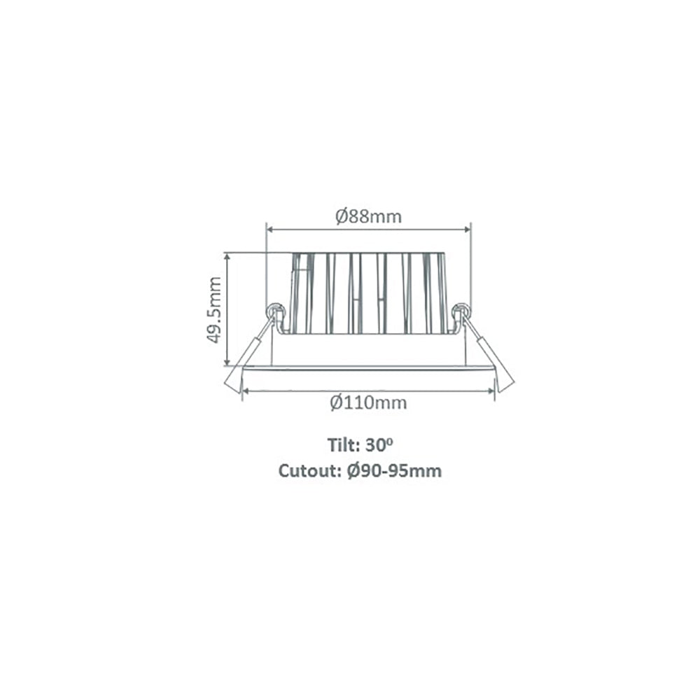 Buy Recessed LED Downlights Australia Aqua Recessed LED Tilt Downlight 13W White Aluminium 5700K - 21330