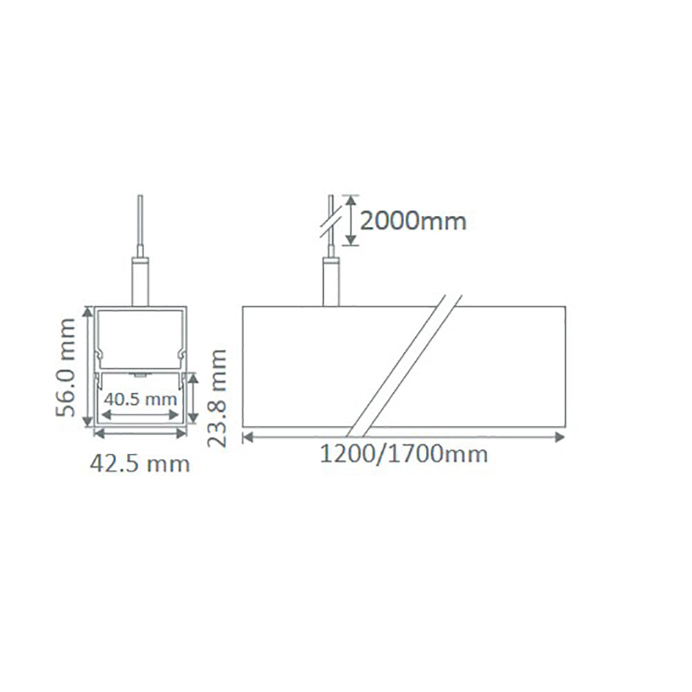 Bloc LED Linear Light L1700mm White Aluminium 4000K - 23102