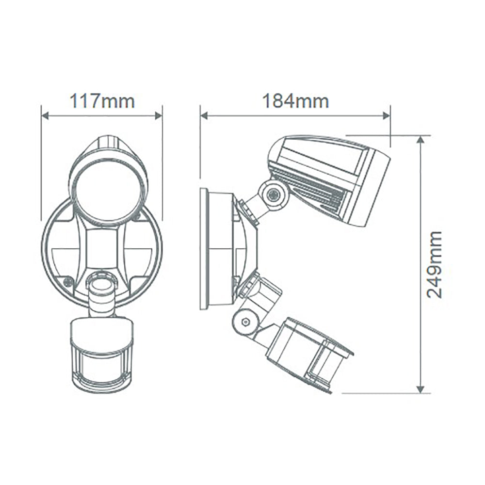 Buy Security Wall Lights Australia Muro Security Wall Light 15W Dark Grey Aluminium 3CCT - 25057