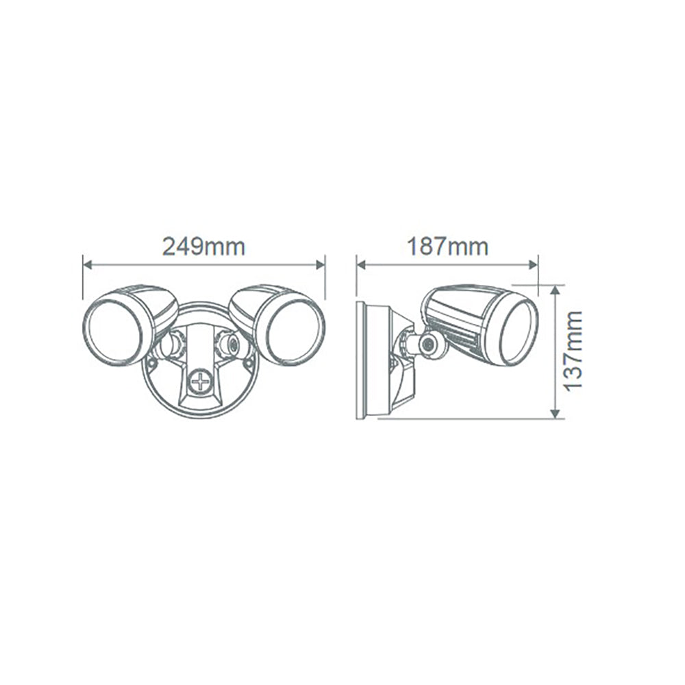 Muro Exterior Spot 2 lights 30W White Aluminium 3CCT - 25061