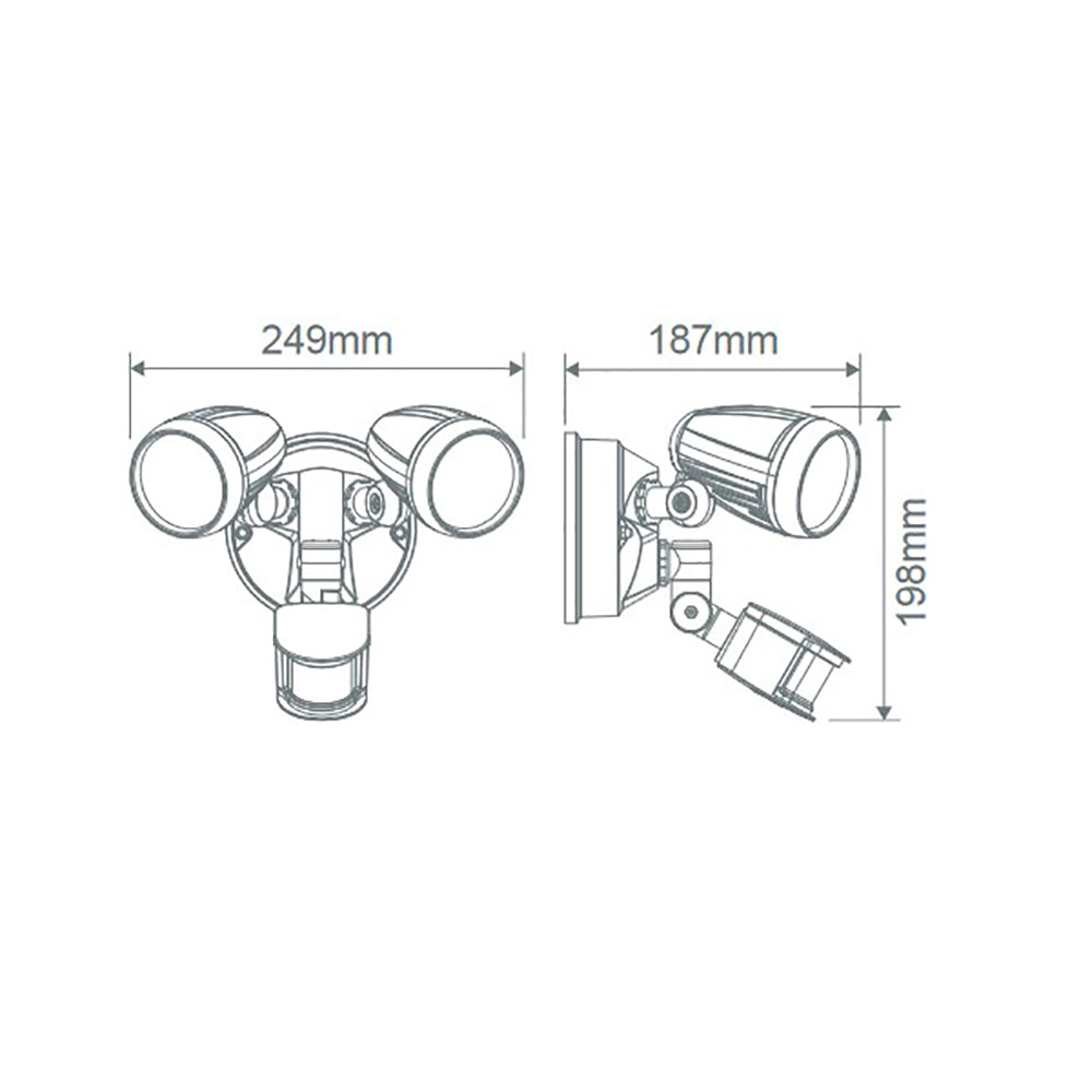 Buy Security Wall Lights Australia Muro Security Wall 2 Lights 30W White Aluminium 3CCT - 25064