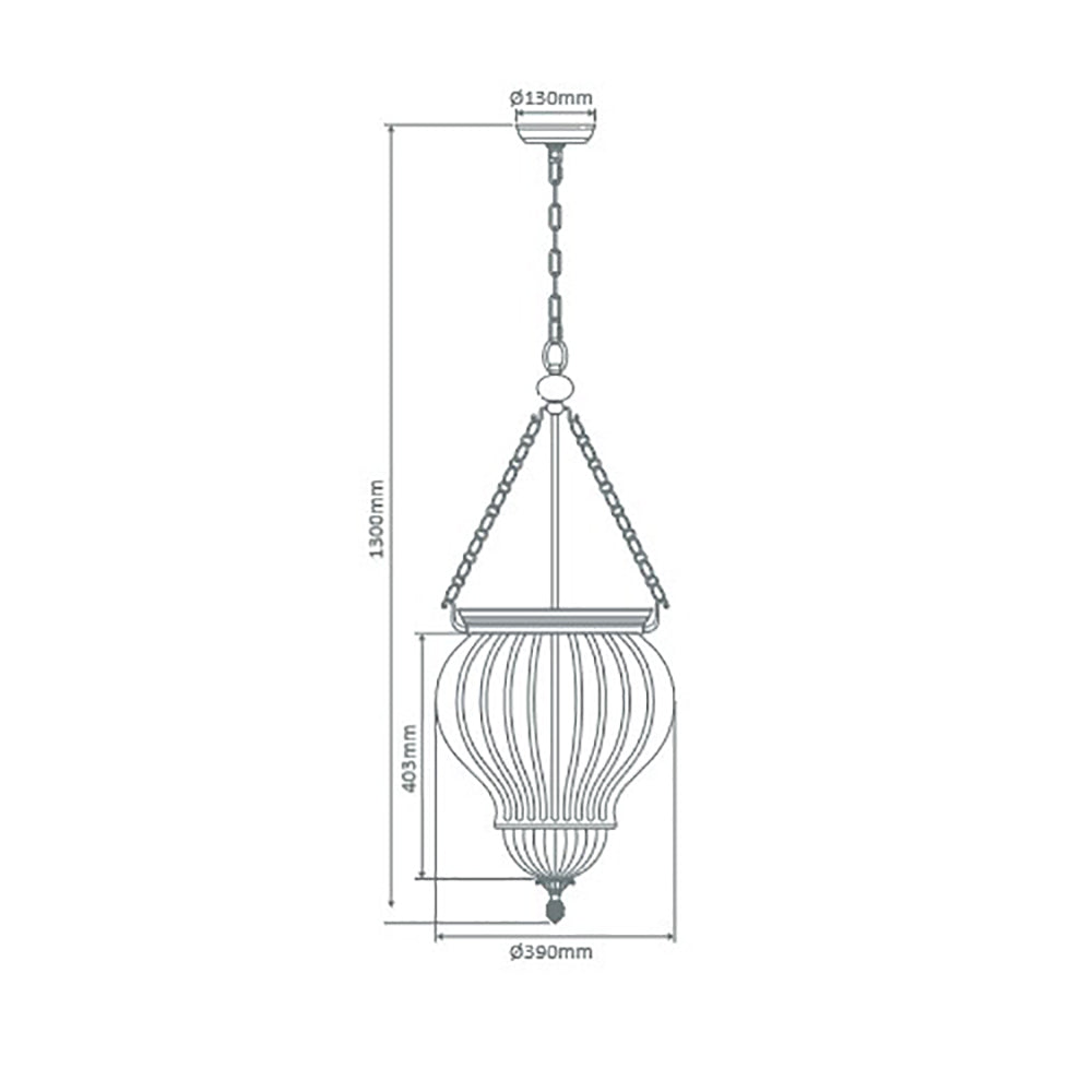 Diana Ceiling Lantern 3 Lights Clear Glass - 31323