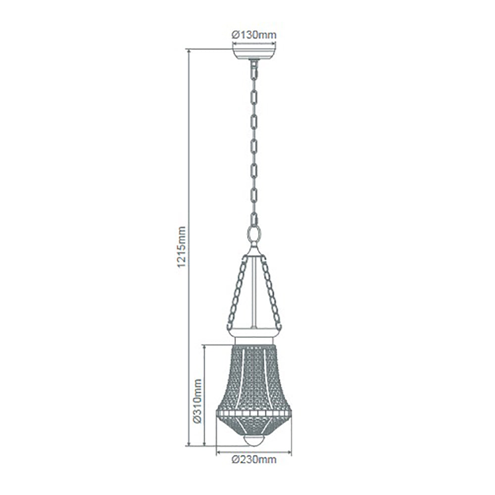 Maya Ceiling Lantern Grey Glass - 31331