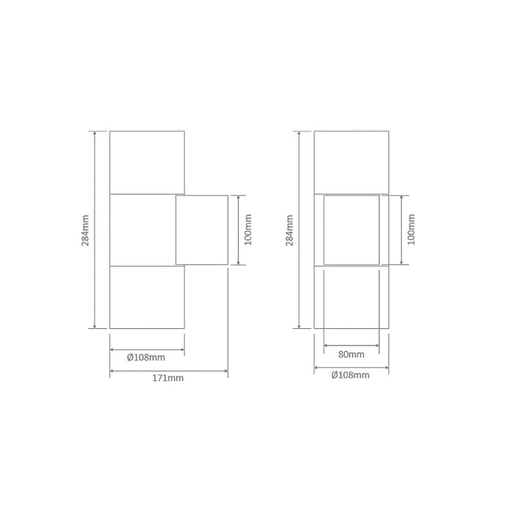 Buy Up / Down Wall Lights Australia Piper Round Up & Down Wall 2 Lights White Aluminium 5000K - 49225