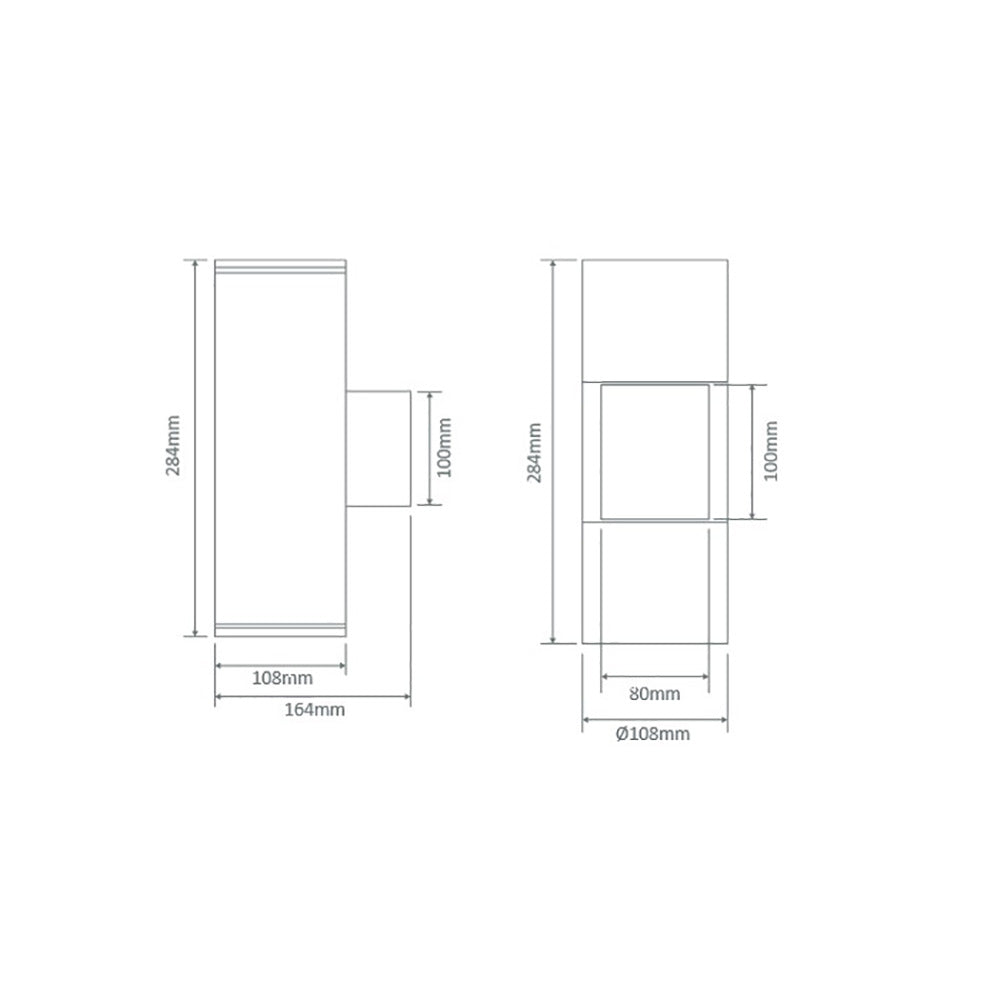 Buy Up / Down Wall Lights Australia Piper Square Up & Down Wall 2 Lights White Aluminium - 49238