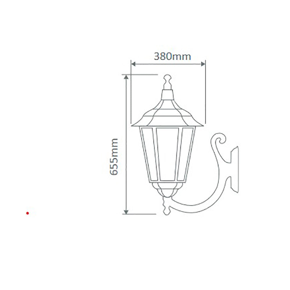 Chester Outdoor Wall Lantern Up Bracket H655mm White Aluminium - 15102