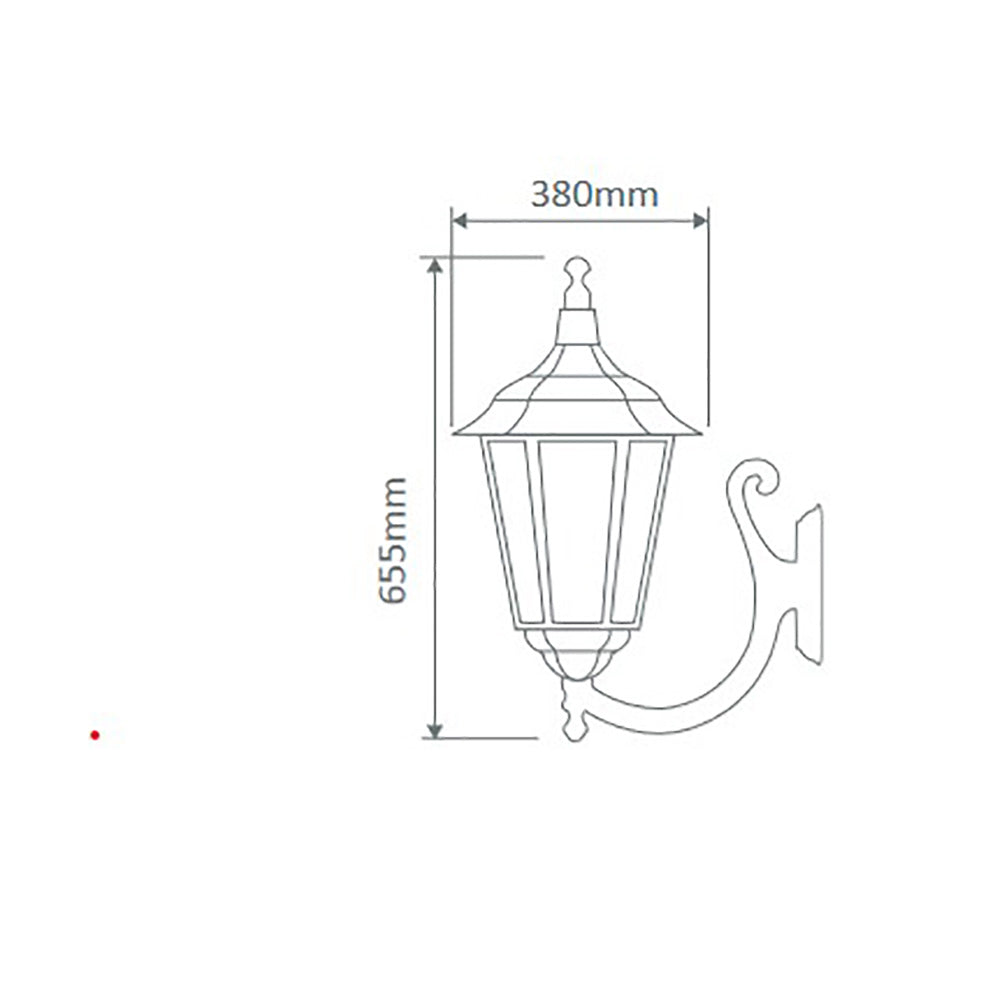 Chester Outdoor Wall Lantern Up Bracket H655mm Burgundy Aluminium - 15100