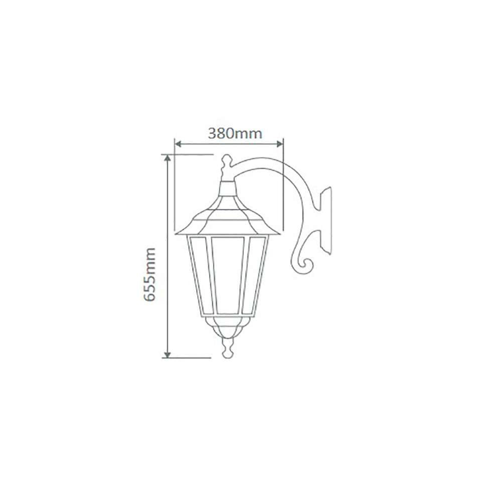 Chester Outdoor Wall Lantern Down Bracket H655mm Beige Aluminium - 15103