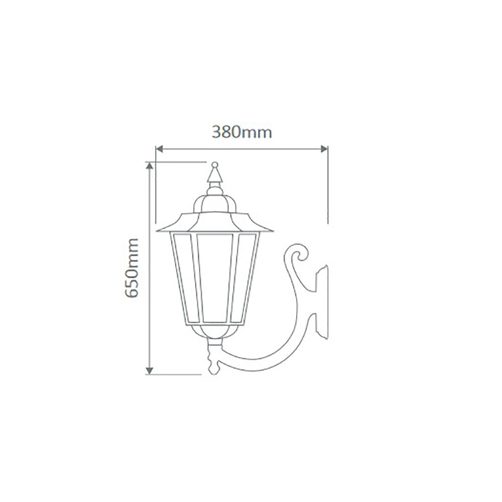 Turin Outdoor Wall Lantern Curved Up Bracket Green Aluminium - 16136