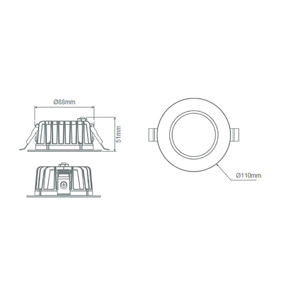 Buy Recessed LED Downlights Australia Neo-Pro Recessed LED Downlight 13W Black Aluminium 3CCT / DALI - 21608