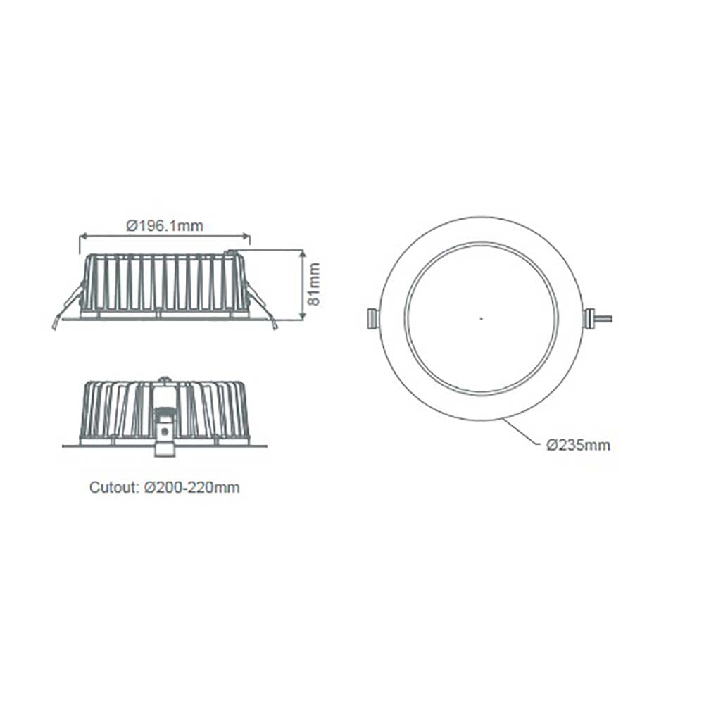 Buy Recessed LED Downlights Australia Neo-Pro Recessed LED Downlight 35W Black Aluminium 3CCT / DALI - 21612