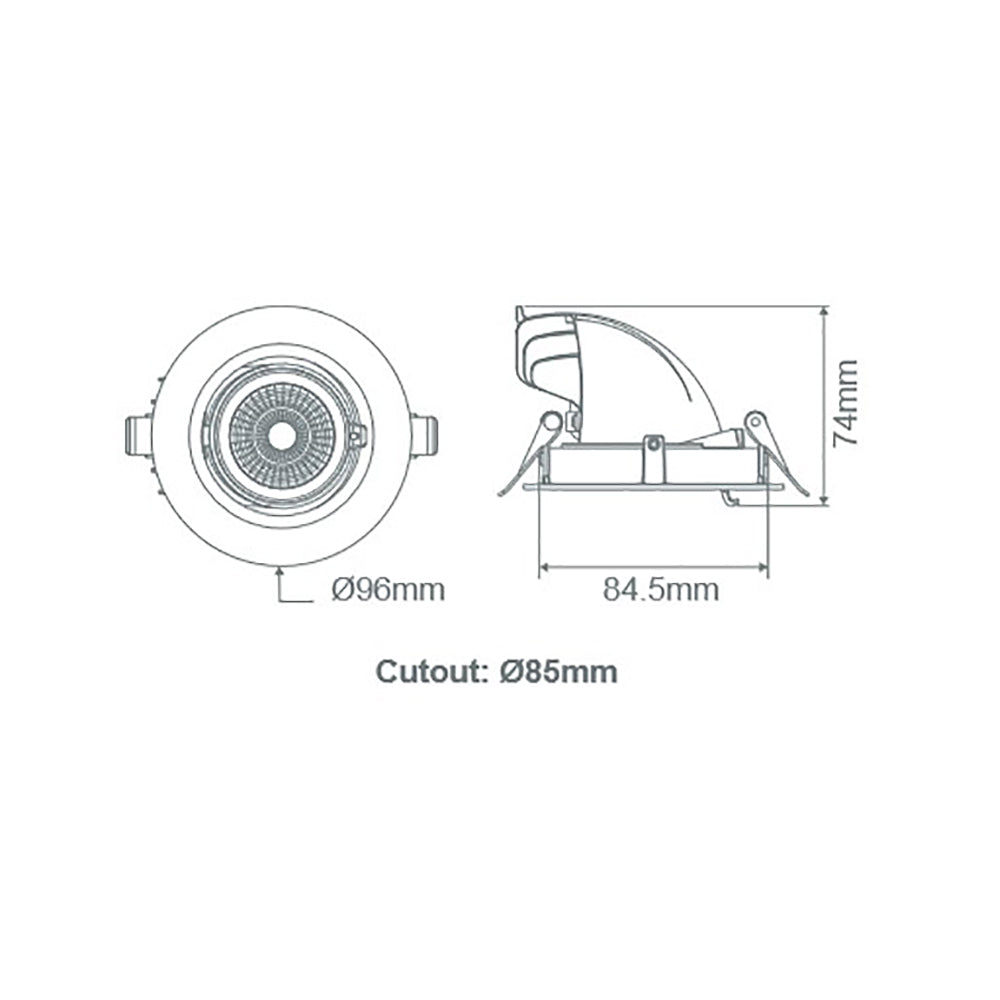 Buy Recessed LED Downlights Australia Scoop Recessed LED Downlight 13W Black Aluminium 3CCT - 20466