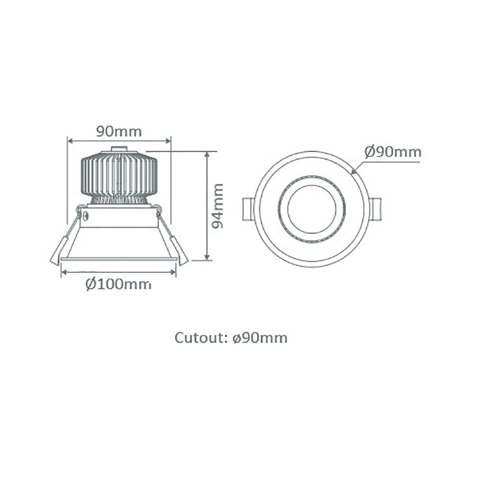 Buy Recessed LED Downlights Australia Deep Recessed LED Downlight 13W Black Aluminium 3CCT - 21731