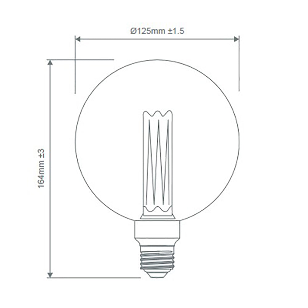 G125 Retro LED Filament Globe ES 240V 3.5W Amber 1800K - 65959