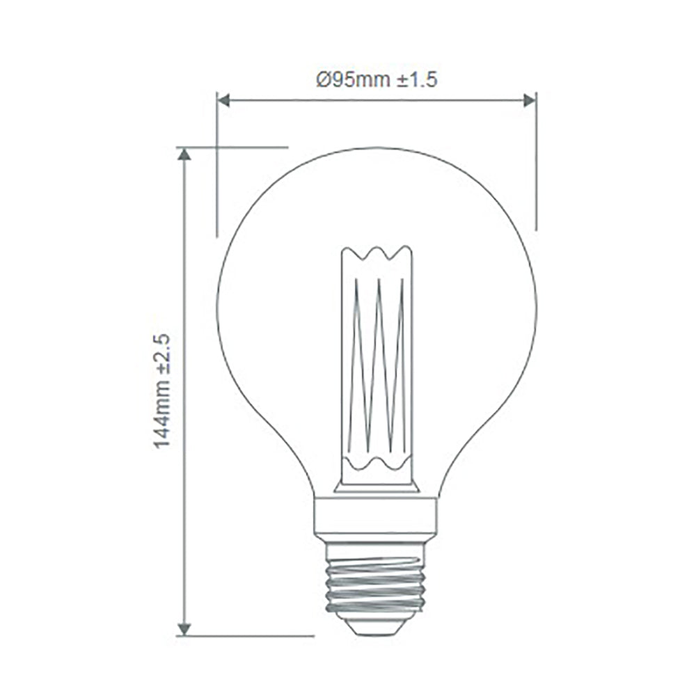 Buy LED Filament Globes Australia G95 LED Filament Globe ES 240V 3.5W Amber 1800K - 65957