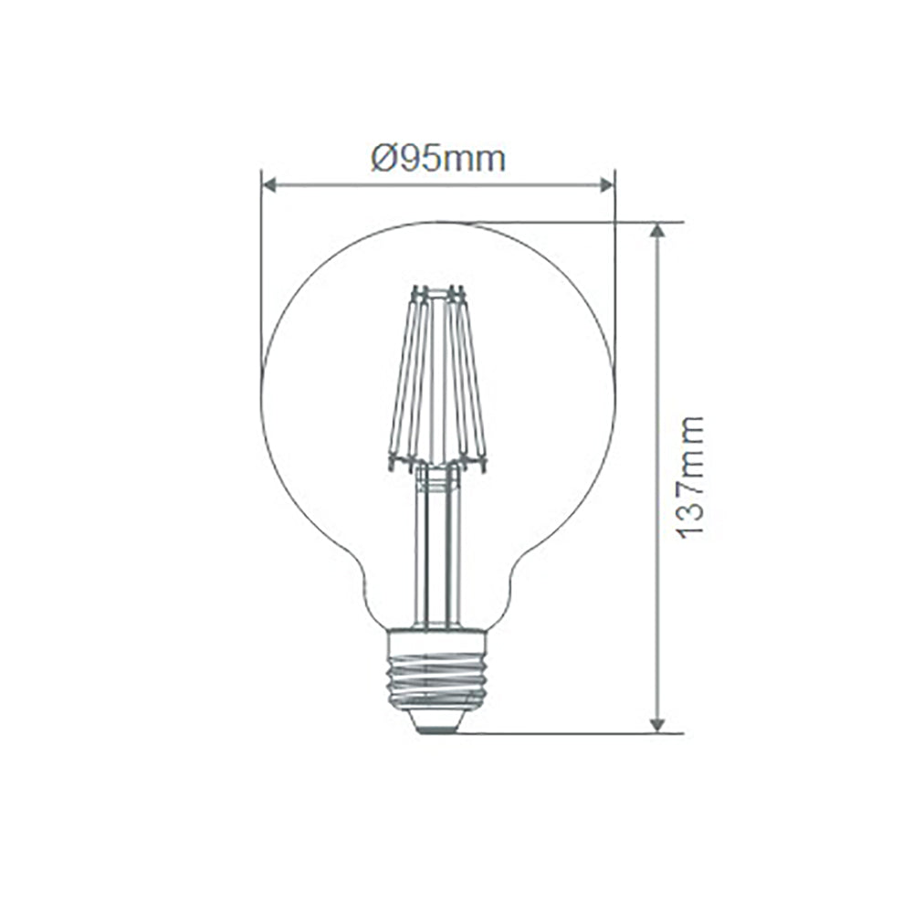 G95 LED Filament Globe ES 240V 7.5W Frosted Glass 2700K - 65984