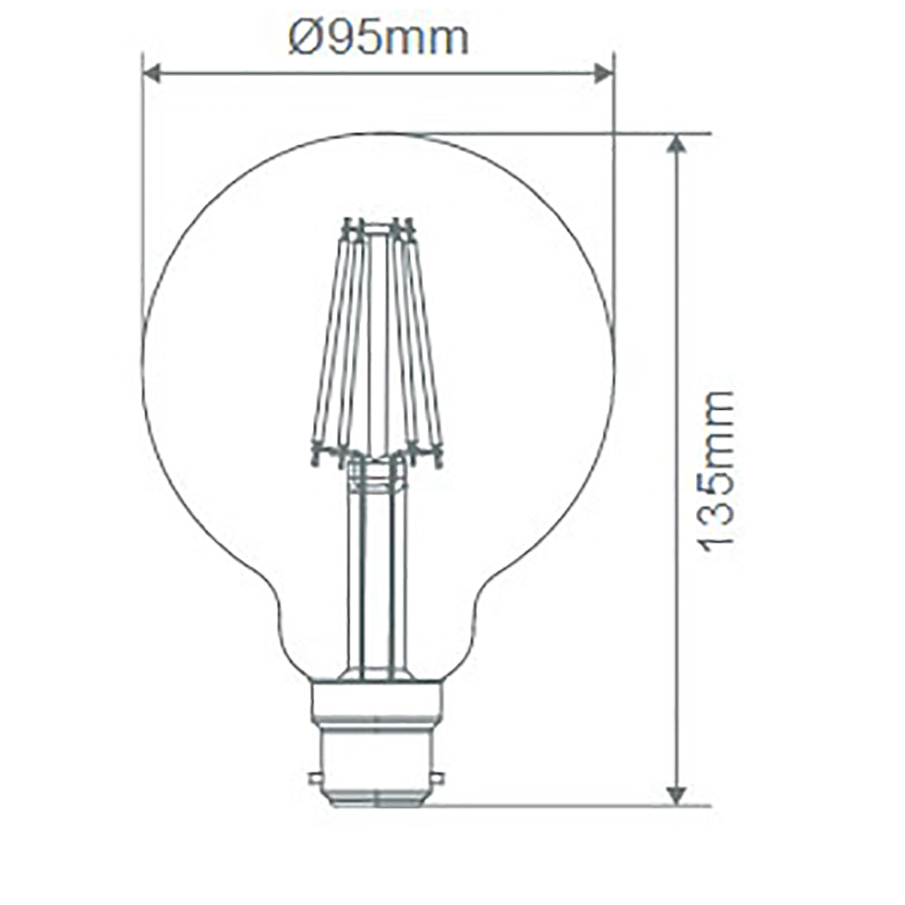 G95 LED Filament Globe BC 240V 7.5W Frosted Glass 2700K - 65982