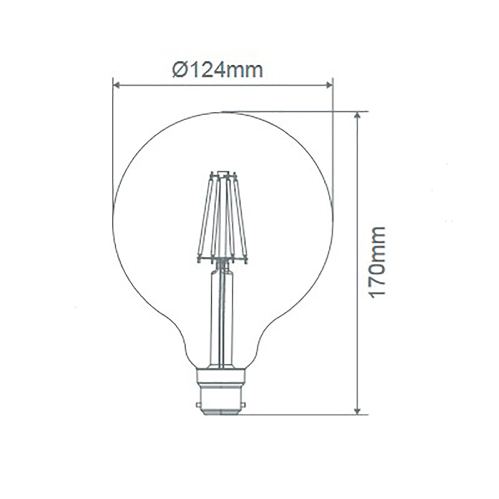 G120 LED Filament Globe BC 240V 8.5W Clear Glass 2700K - 65942