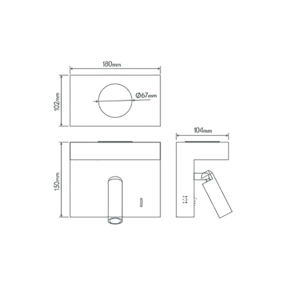 Buy Bedside Reading Lights Australia Charge Bedside Reading Light 2W Black 3CCT - 22695