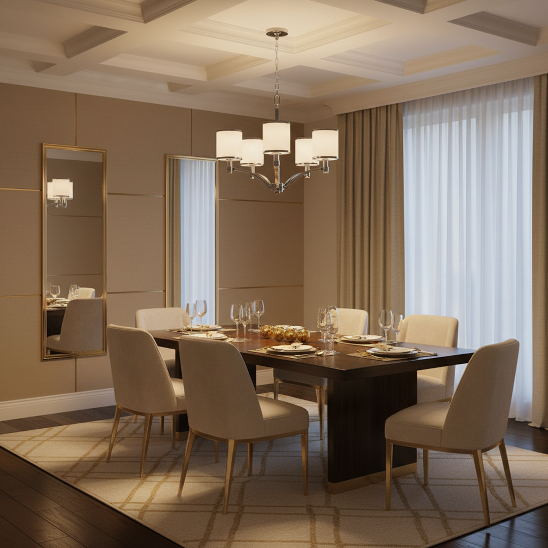 Prospect Park 5 Light Chandelier Satin Nickel & Chrome - FE-PROSPECT-PARK5