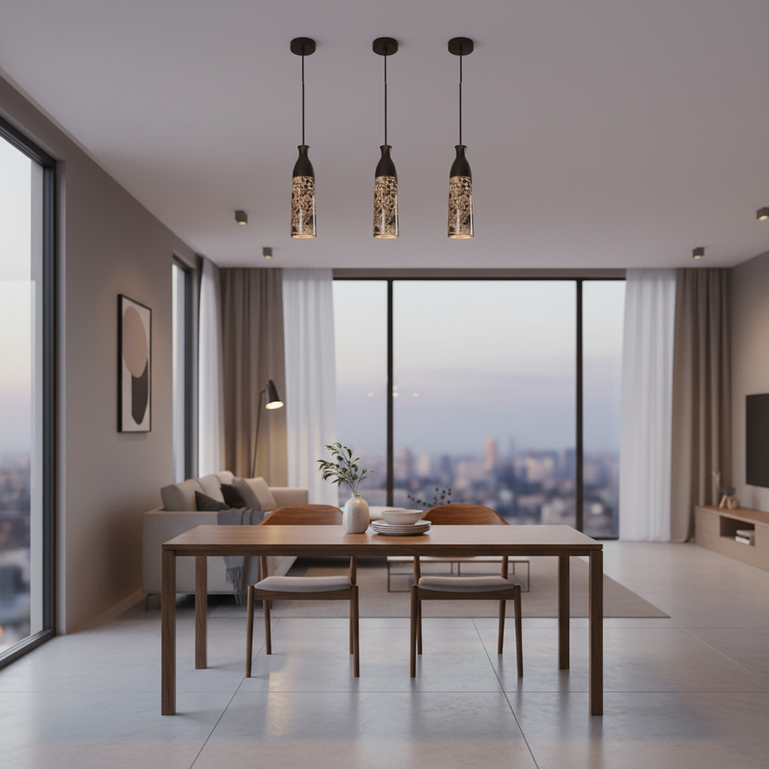 Marmol Interior Marble Cylinder Pendant Light Brown & Bronze - MARMOL1