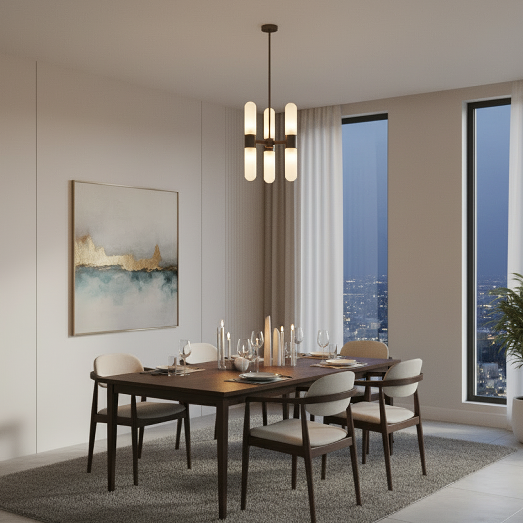 Hepburn 6 Light 3 Arm Pendant Light Antique Brass - 1001623