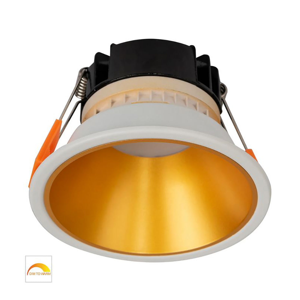 Buy Recessed LED Downlights Australia Round Recessed LED Downlight White Aluminium Gold Insert 2 CCT - HV5528D2W-WG