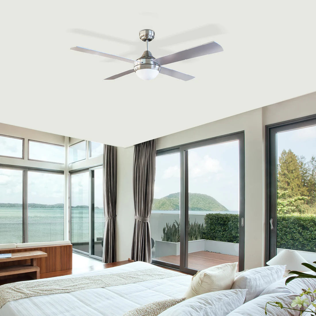 Tempo Plus AC Ceiling Fan 48" With Light Brushed Aluminium - 22273/13