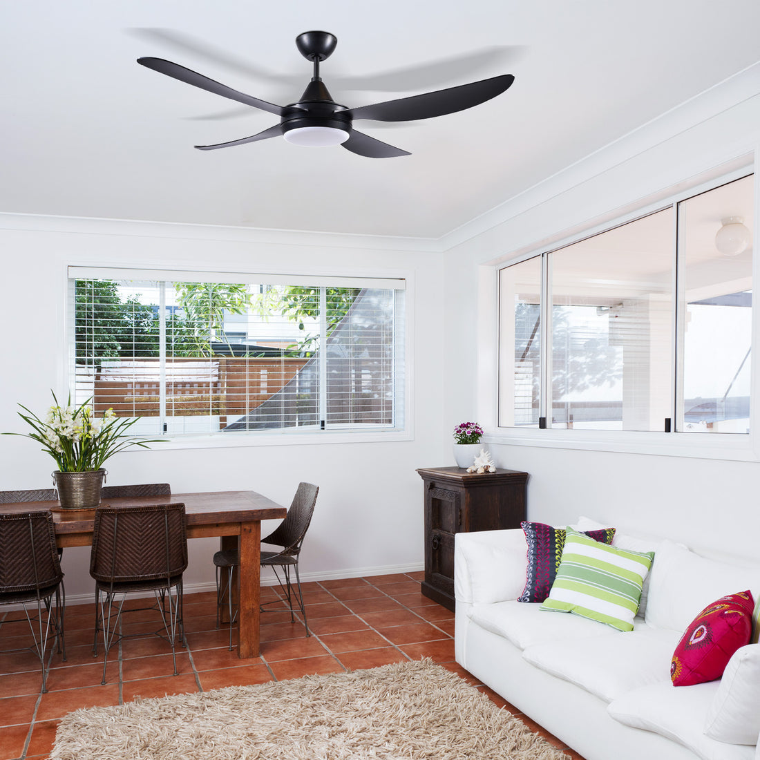 Vector-III AC Ceiling Fan 52" With LED Light 60W Tri Colour Black - 22293/06