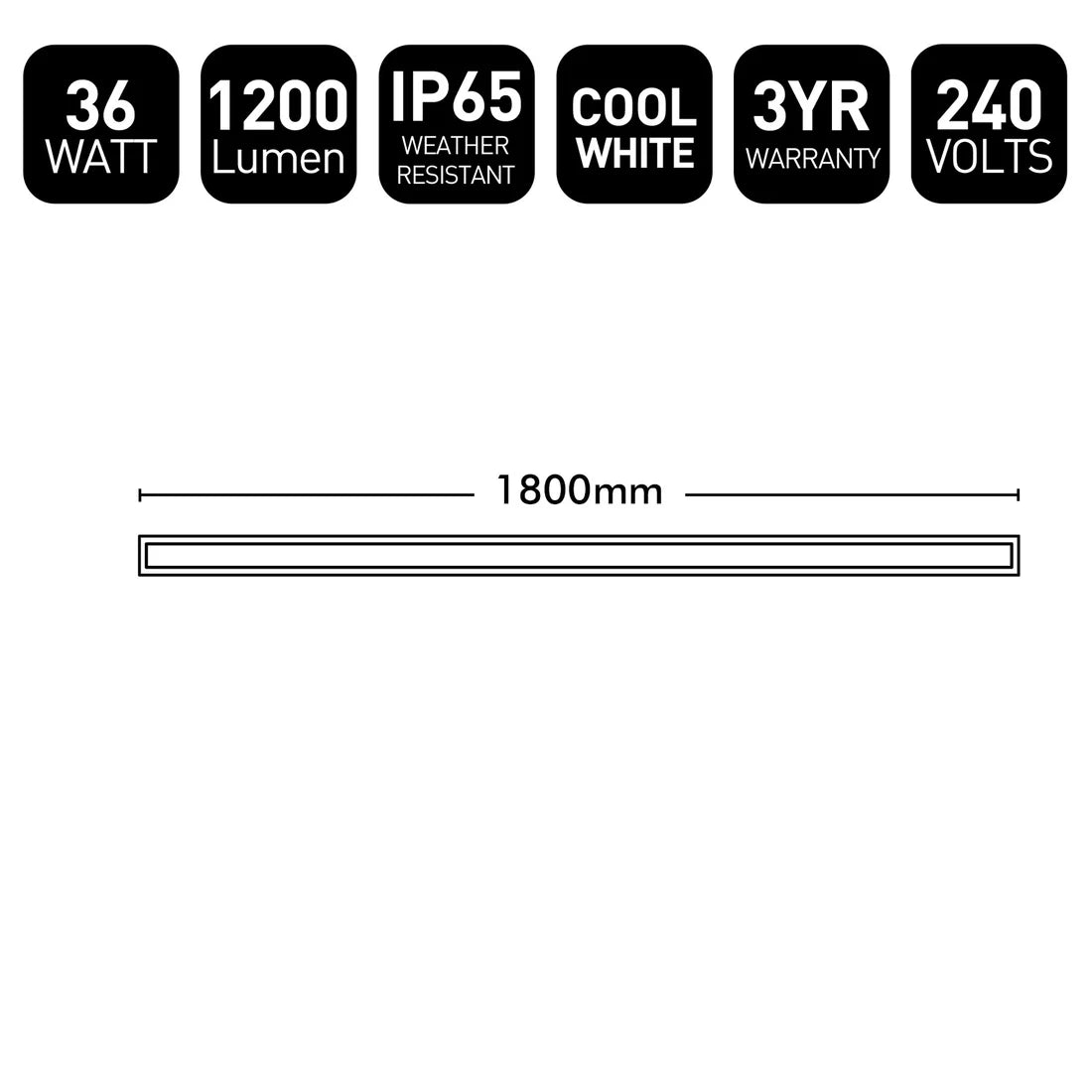 Hendrick 1800mm LED Wall Light 36W 4000K Black  - 22547/06