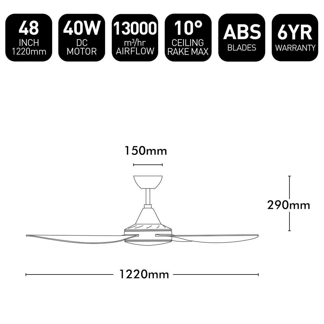 Vector DC Ceiling Fan 48" White - 22687/05