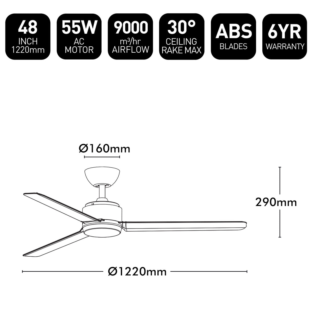 Solana AC Ceiling Fan 48" White - 22759/05