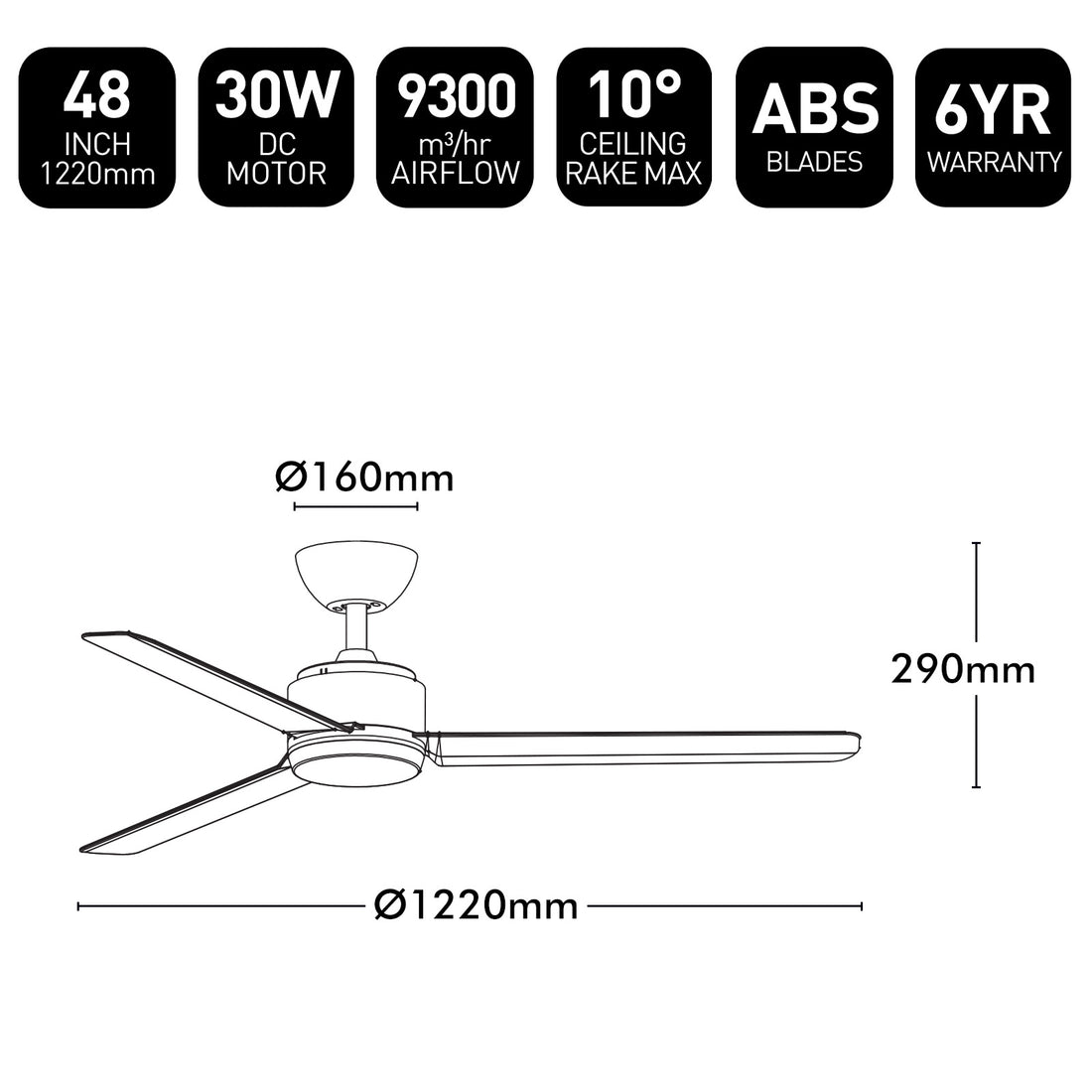 Solana DC Ceiling Fan 48" White - 22763/05