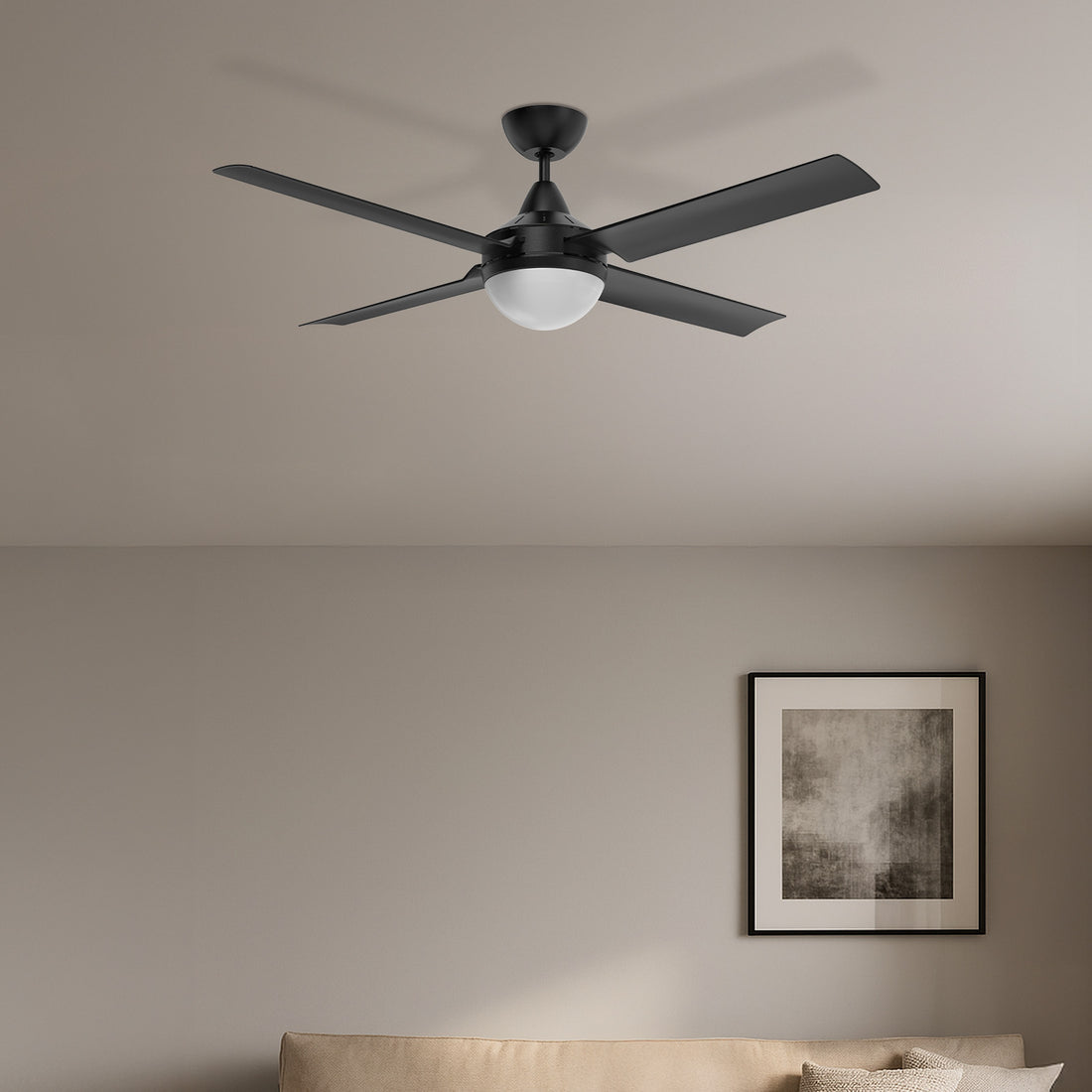 Cairns AC Ceiling Fan 52" With B22 Light Black - 22880/06