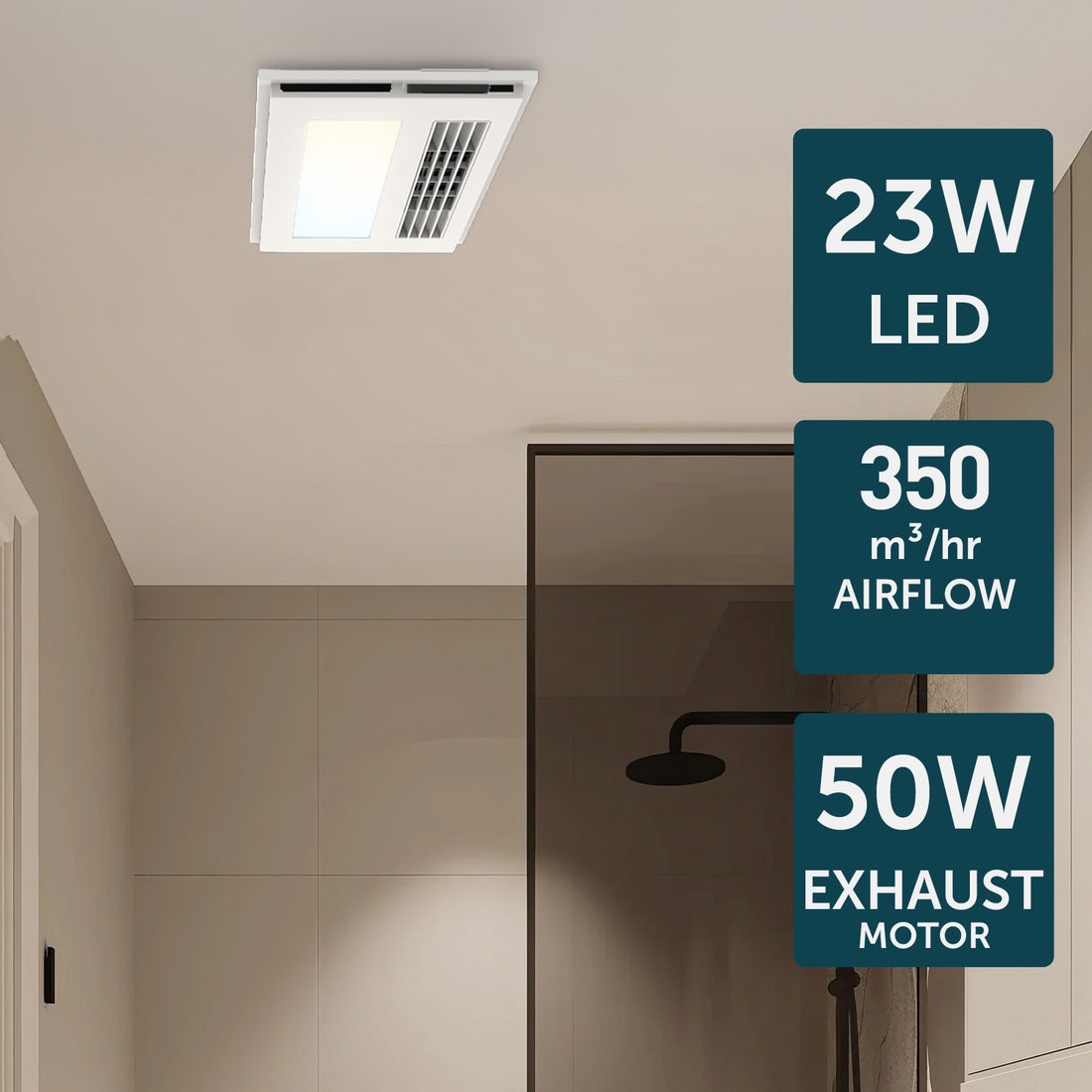 Nevada LED 4 In 1 Bathroom Heater 23W Tri Colour White - 22887/05