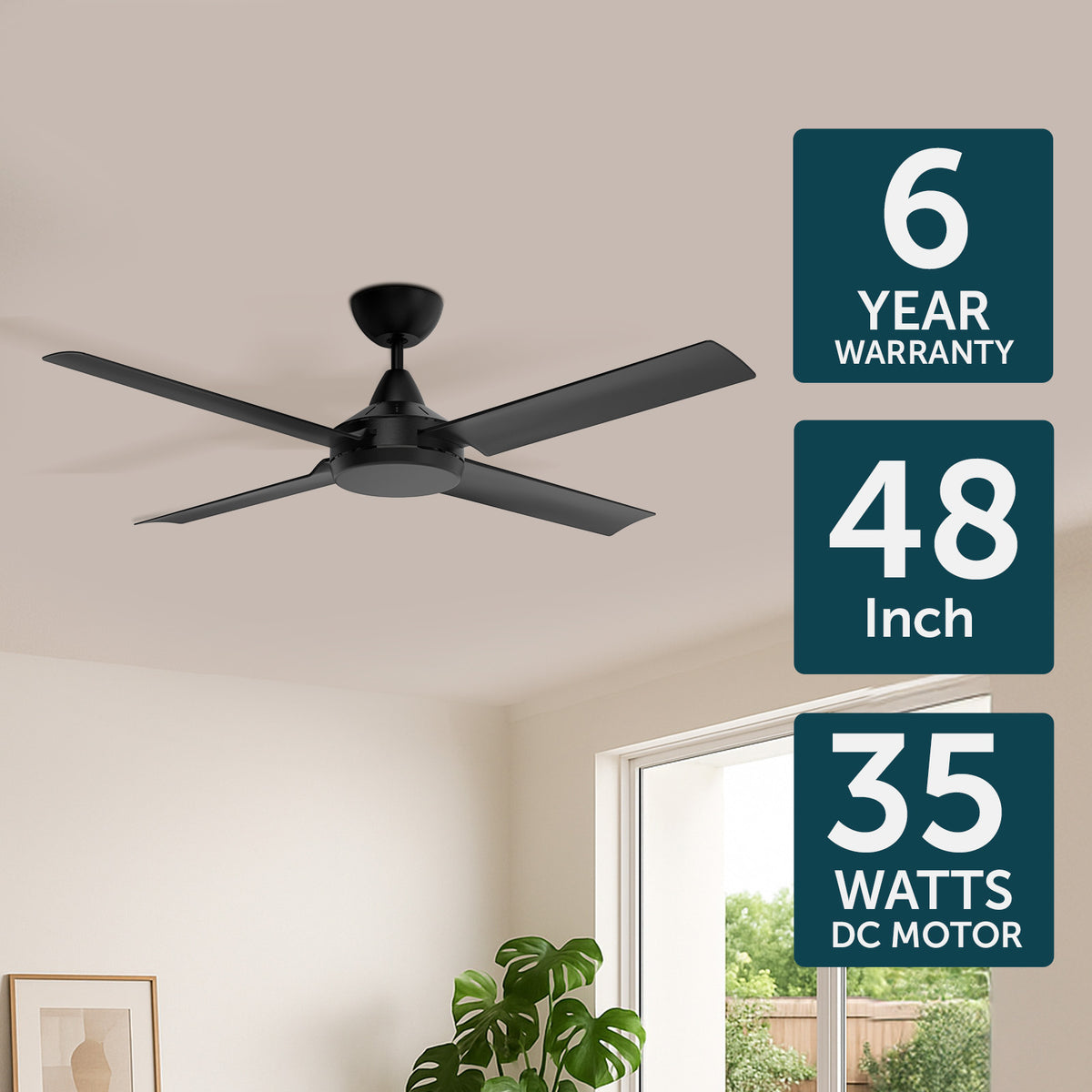 Cairns DC Ceiling Fan 48" Matt Black - 22970/06