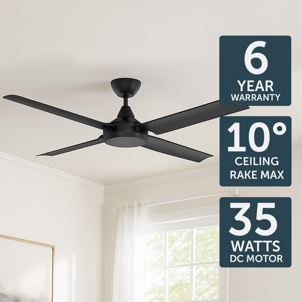 Cairns DC Ceiling Fan 52" Matt Black - 22972/06