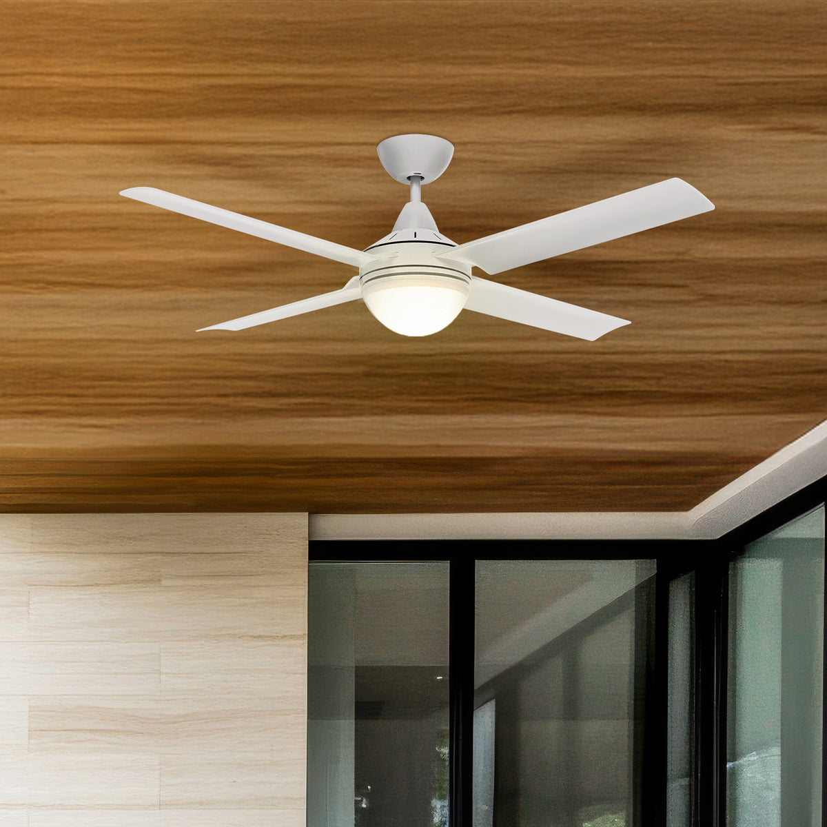 Cairns DC Ceiling Fan 48" With B22 Light Matt White - 22974/05