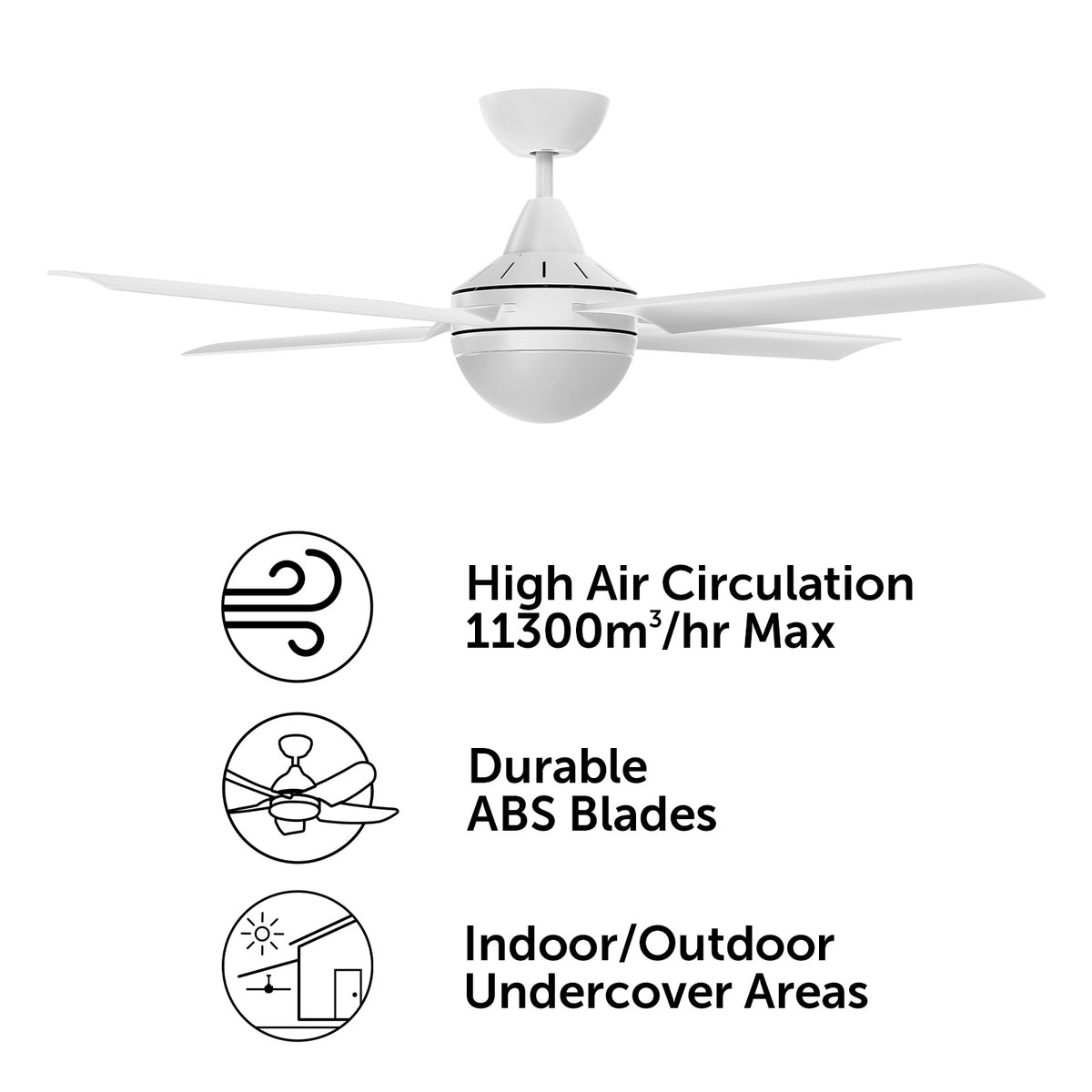 Cairns DC Ceiling Fan 52" With B22 Light Matt White - 22976/05