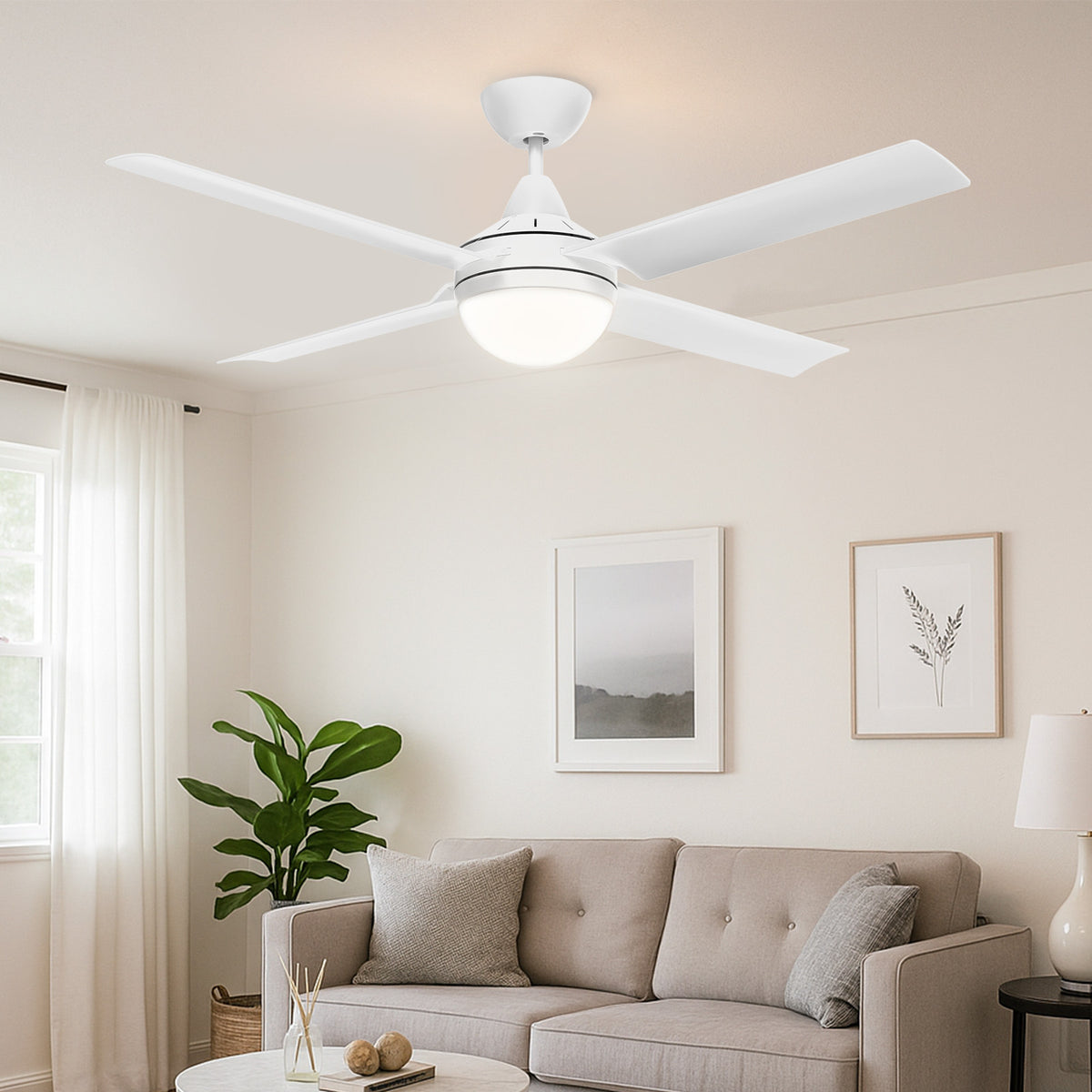 Cairns DC Ceiling Fan 52" With B22 Light Matt White - 22976/05