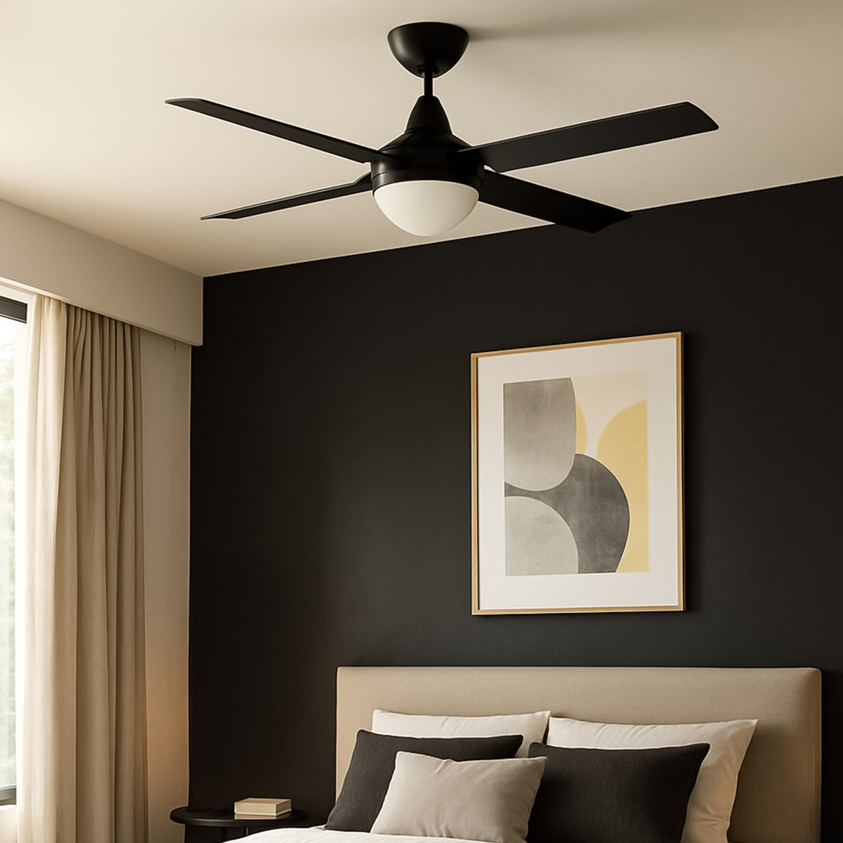 Cairns DC Ceiling Fan 52" With B22 Light Matt Black - 22976/06