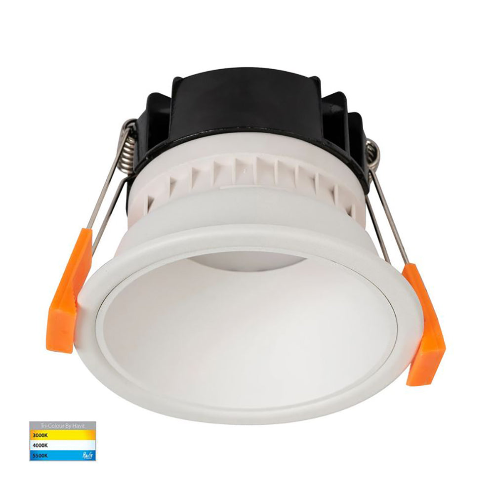 Round Recessed LED Downlight W82mm White Polycarbonate / Insert 3CCT - HV5529T-WW