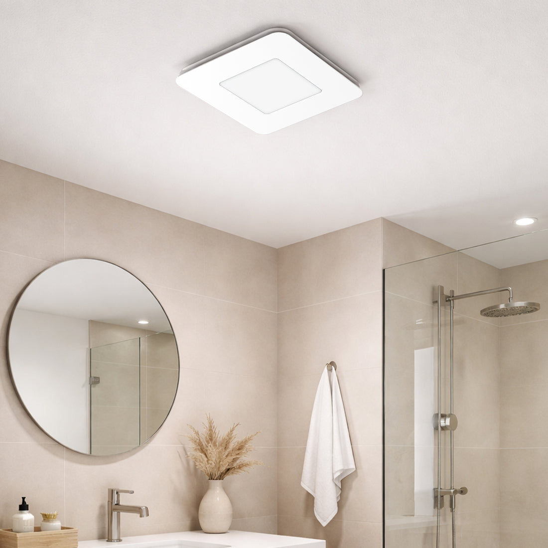 Blizzard 270mm Square DC Exhaust Fan With LED Light 20W 3CCT White - 23028/05