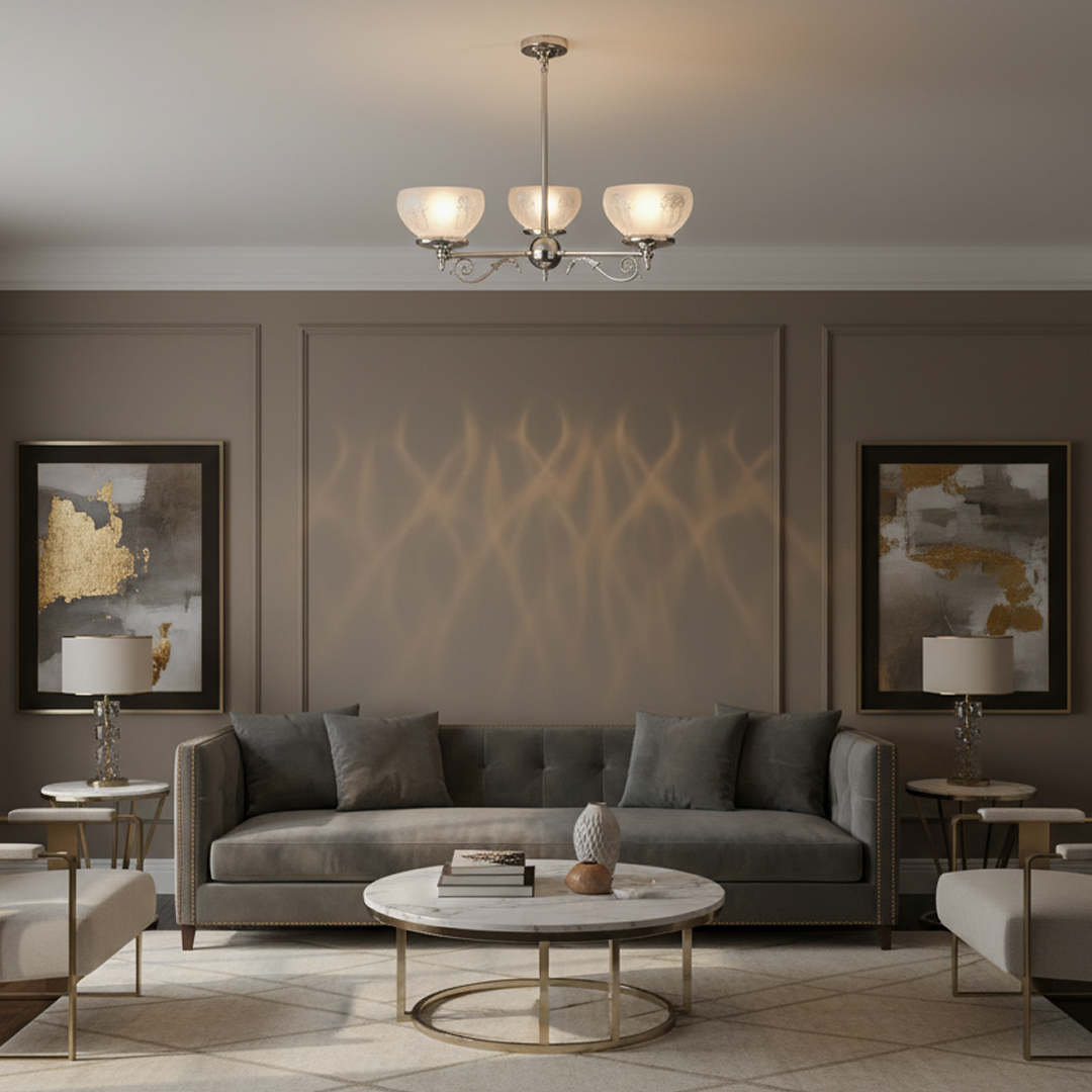 Clarendon Chandelier 3 Lights H100mm Glass - P7T2-3G4GS