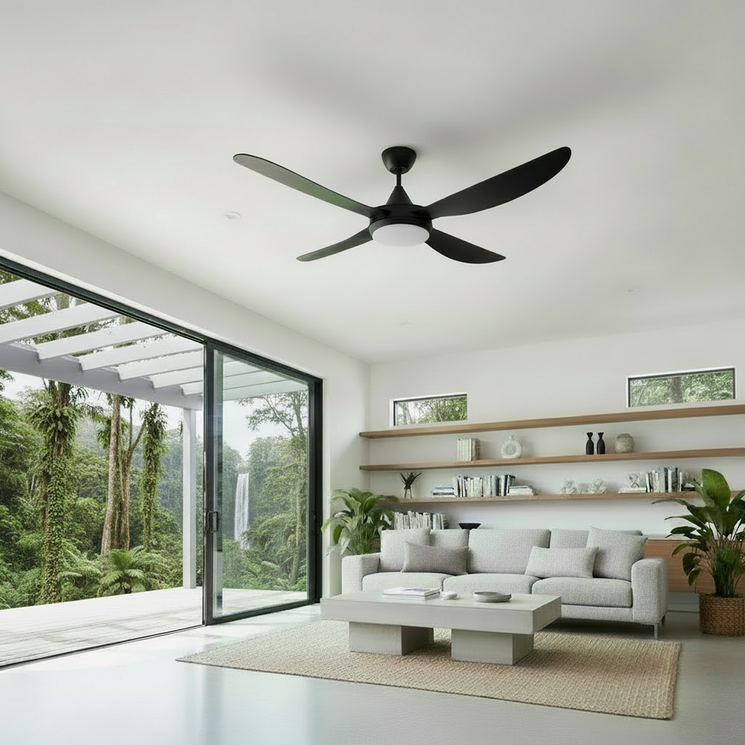 Vector DC Ceiling Fan 56" With LED Light 40W Tri Colour Black - 22697/06