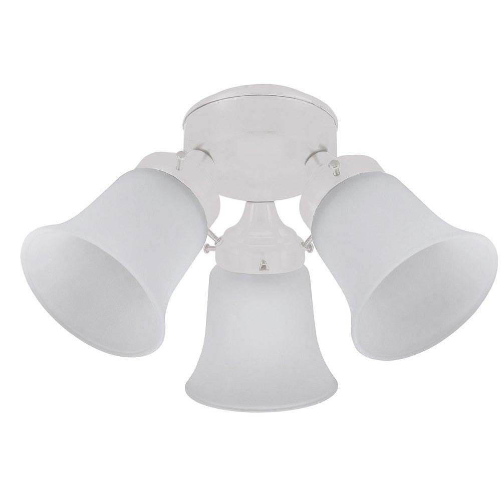 3 Light Flush Mount, White with Frosted Glass - 24316