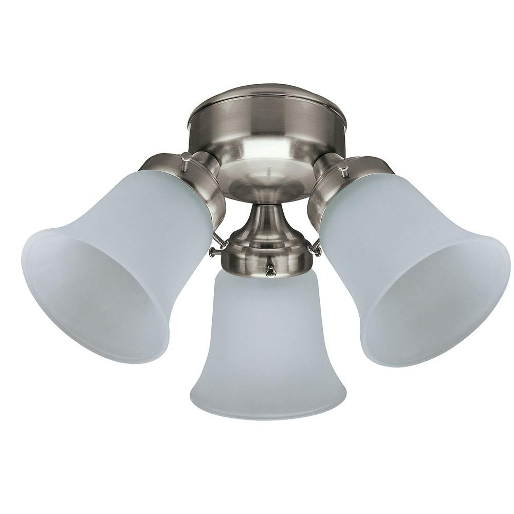 3 Light Flush Mount, Brushed Nickel with Frosted Glass - 24318