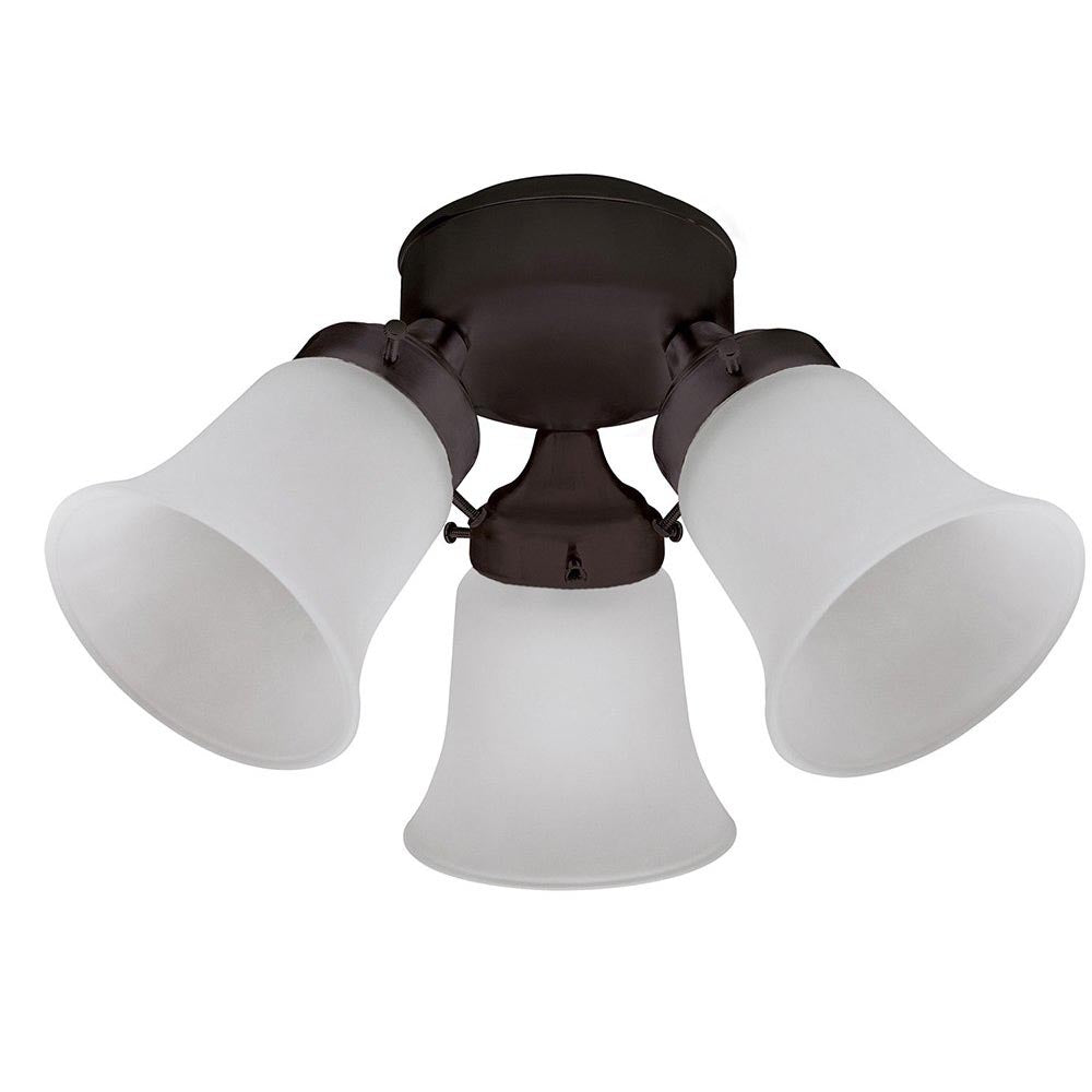 3 Light Flush Mount, New Bronze with Frosted Glass - 24319