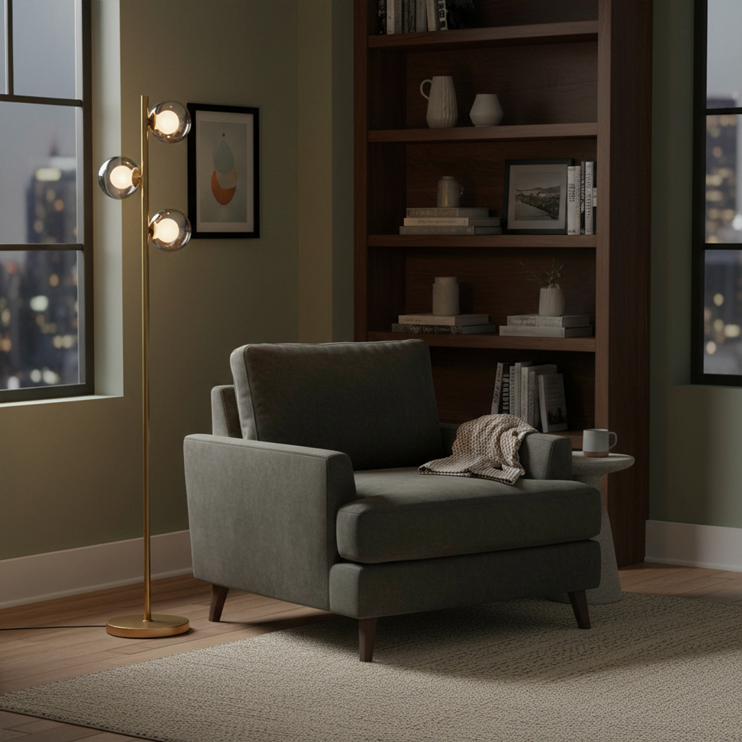 Valcross 3 Light Floor Lamp Black - OL97443BK